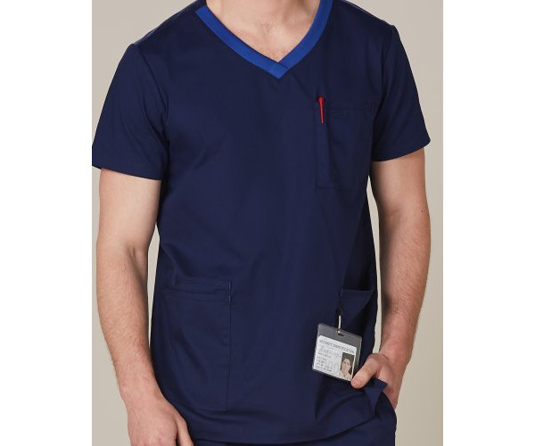 MENS V-NECK CONTRAST TRIM SCRUB TOP M7650 MENS V-NECK CONTRAST TRIM SCRUB TOP M7650