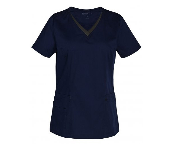 LADIES V-NECK CONTRAST TRIM SCRUB TOP M7660