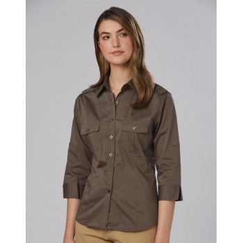 Ladies 3/4 Sleeve Military Shirt M8913