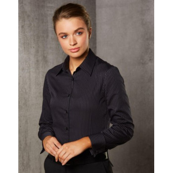 Ladies Dobby Stripe Long Sleeve Shirt M8132