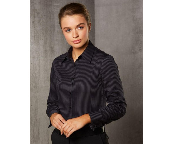 Ladies Dobby Stripe Long Sleeve Shirt M8132 Ladies Dobby Stripe Long Sleeve Shirt M8132
