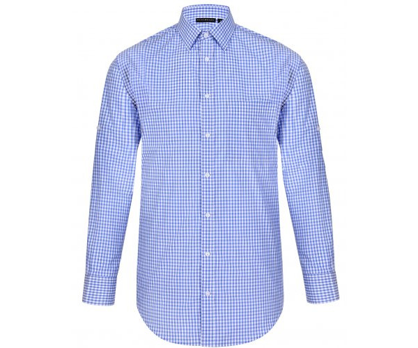 Men’s Gingham Check Long Sleeve Shirt With Roll-Up Tab Sleeve M7300L Men’s Gingham Check Long Sleeve Shirt With Roll-Up Tab Sleeve M7300L