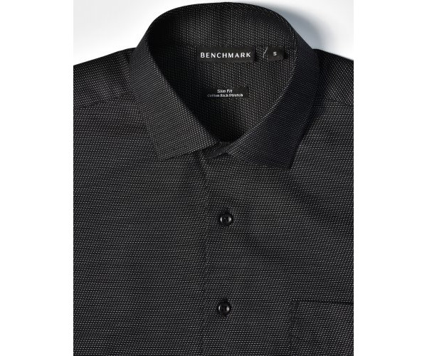 ASCOT MENS LONG SLEEVE DOT JACQUARD STRETCH SHIRT M7400L ASCOT MENS LONG SLEEVE DOT JACQUARD STRETCH SHIRT M7400L