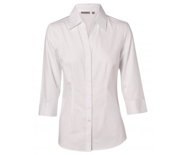 Ladies Cotton/Polyester Stretch 3/4 Sleeve Shirt M8020Q Ladies Cotton/Polyester Stretch 3/4 Sleeve Shirt M8020Q