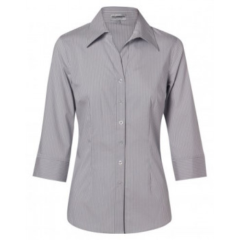 Women's Ticking Stripe 3/4 Sleeve Shirt M8200q