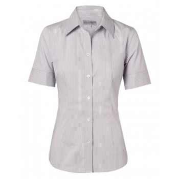 Women's Ticking Stripe Short Sleeve Shirt M8200s
