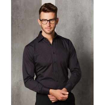 Men's Dobby Stripe Long Sleeve Shirt M7132
