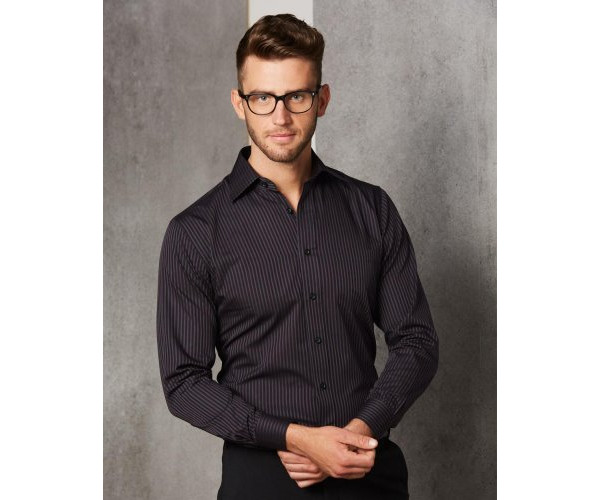 Men's Dobby Stripe Long Sleeve Shirt M7132 Men's Dobby Stripe Long Sleeve Shirt M7132