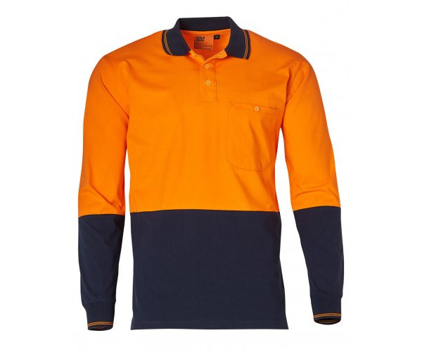 Cotton Jersey Two Tone Long Sleeve Safety Polo SW36 Cotton Jersey Two Tone Long Sleeve Safety Polo SW36