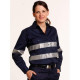 WOMENS COTTON DRILL WORK SHIRT WITH 3M TAPES WT08HV WOMENS COTTON DRILL WORK SHIRT WITH 3M TAPES WT08HV