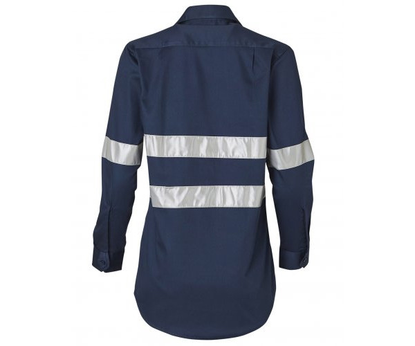 WOMENS COTTON DRILL WORK SHIRT WITH 3M TAPES WT08HV WOMENS COTTON DRILL WORK SHIRT WITH 3M TAPES WT08HV