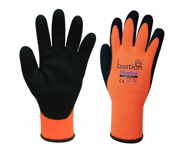 Modina Orange Acrylic Thermal Black Sandy Latex Coating Modina Thermal Black Sandy Latex Coating Safety Gloves