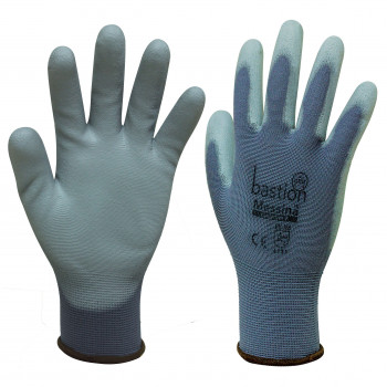 Messina Grey Nylon Glove Polyurethane Coating
