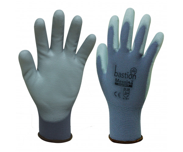 Messina Grey Nylon Glove Polyurethane Coating Safety Gloves