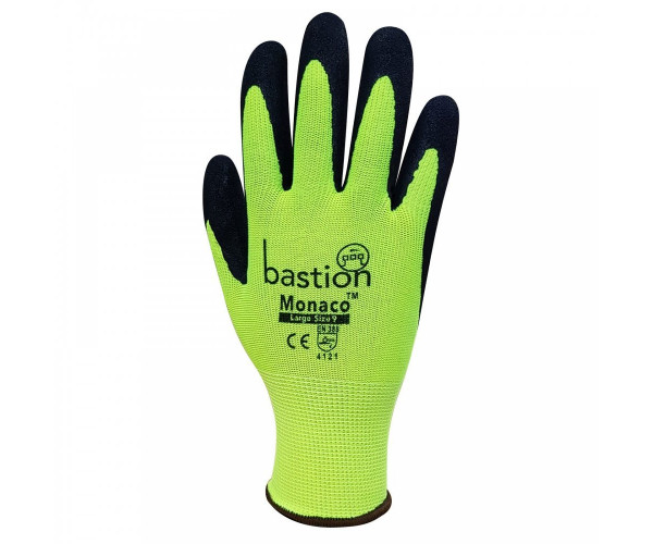 Monaco High Viz Workers Glove Sandy Nitrile Extra Grip Safety Gloves