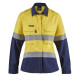 LADIES HI VIS TWO TONE OPEN FRONT SHIRT WITH GUSSET SLEEVES AND FR REFLECTIVE TAPE LADIES HI VIS TWO TONE OPEN FRONT SHIRT WITH GUSSET SLEEVES AND FR REFLECTIVE TAPE