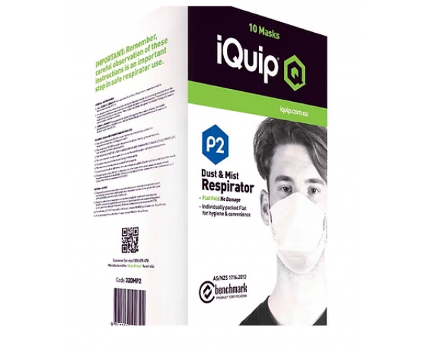 IQUIP Dust Mask Flat Fold P2 Non Valve BOX OF 10 IQUIP Dust Mask Flat Fold P2 Non Valve BOX OF 10