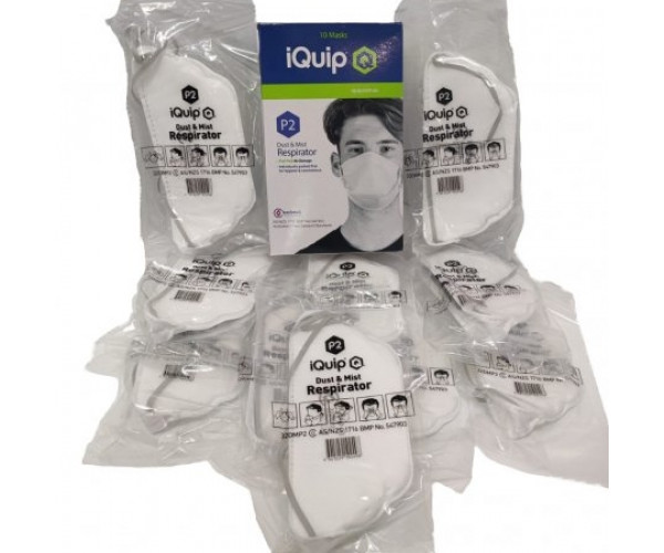 IQUIP Dust Mask Flat Fold P2 Non Valve BOX OF 10 IQUIP Dust Mask Flat Fold P2 Non Valve BOX OF 10