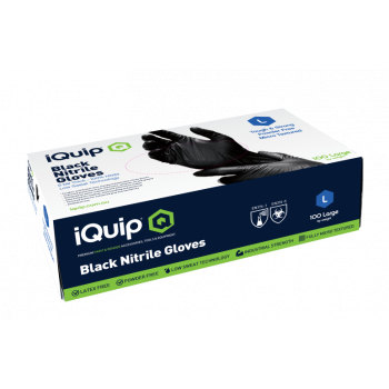iQuip Textured Black Nitrile Gloves