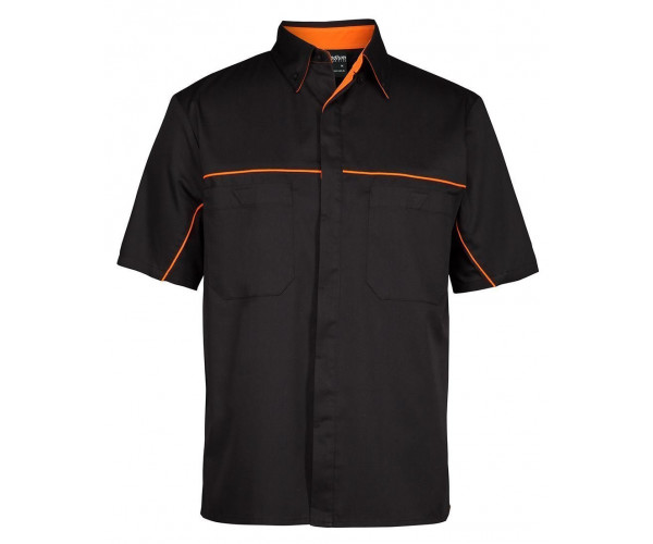 Short Sleeve Button Shirt with Piping