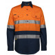 HI VIS Close Front Long Sleeve Work Shirt With Reflective Tape