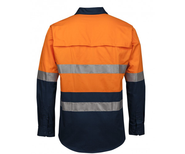 HI VIS Close Front Long Sleeve Work Shirt With Reflective Tape