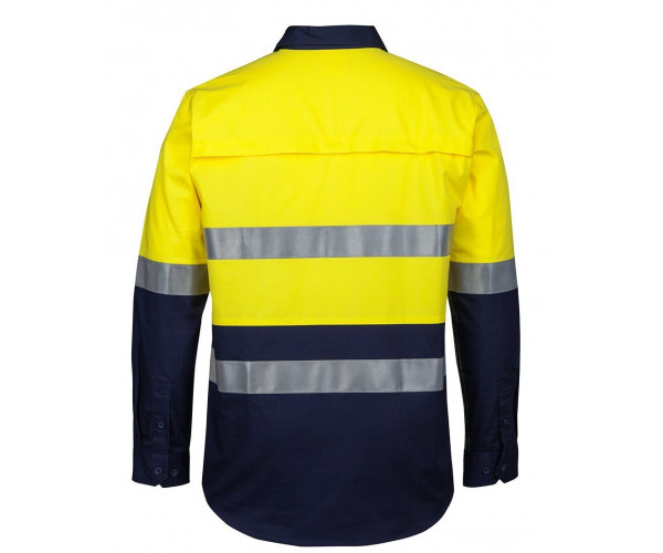 HI VIS Close Front Long Sleeve Work Shirt With Reflective Tape