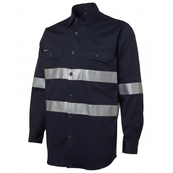 Hi Vis Dark Navy Long Sleeve Shirt With Reflective Tape