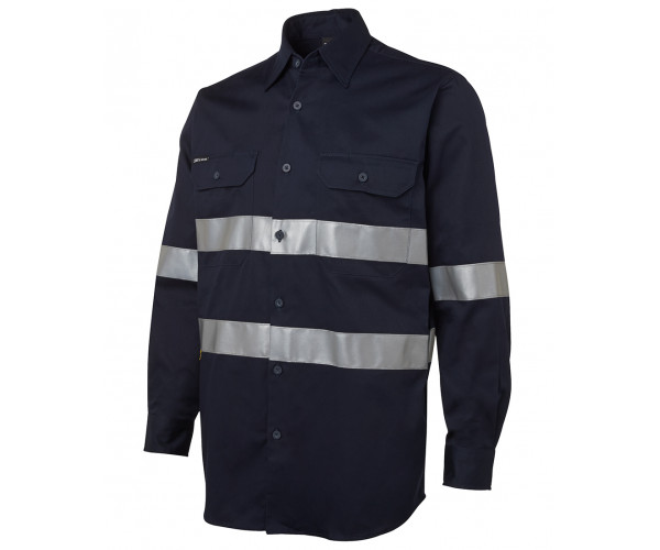 HI VIS Dark Navy Long Sleeve Shirt With Reflective Tape