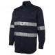 HI VIS Dark Navy Long Sleeve Shirt With Reflective Tape