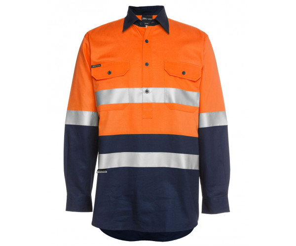 HI VIS Long Sleeve Day & Night 190G CLOSE FRONT SHIRT