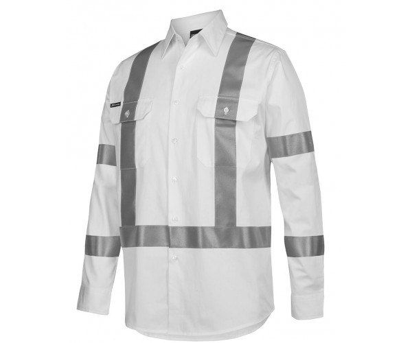 HI VIS White Night Safety Shirt X Pattern Reflective Tape