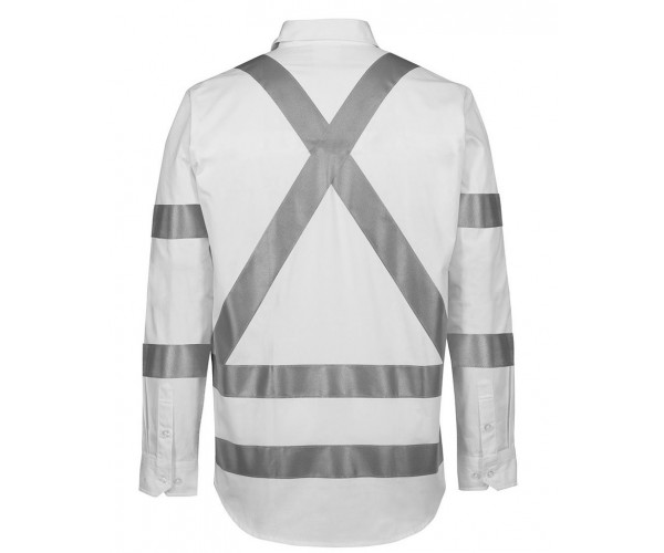 HI VIS White Night Safety Shirt X Pattern Reflective Tape