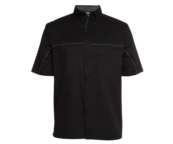 Short Sleeve Button Shirt with Piping