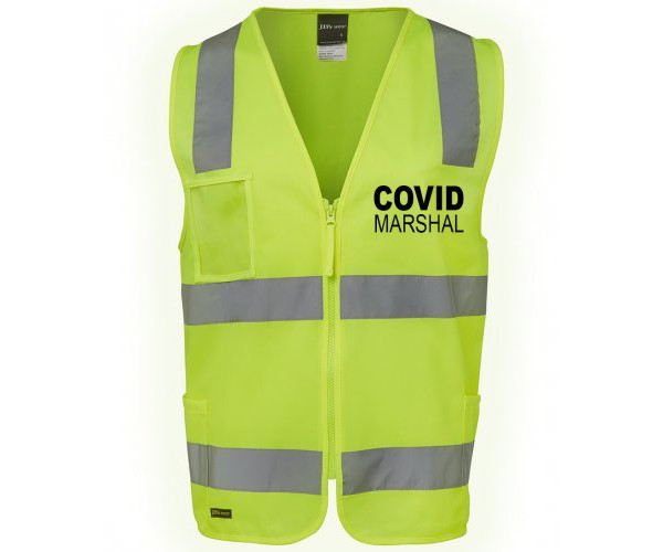 Covid Marshal HI VIS Zipper Vest Crowd Safety