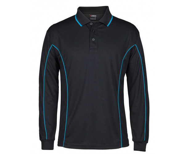 Long Sleeve Polo Shirt With Piping Long Sleeve Polo Shirt With Piping