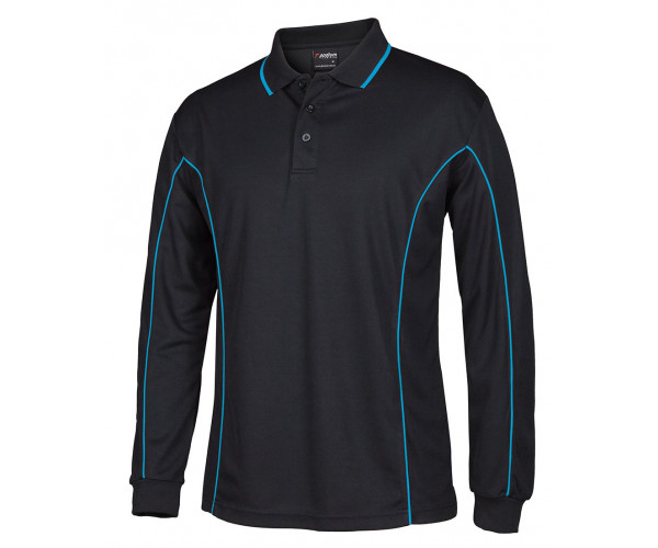 Long Sleeve Polo Shirt With Piping Long Sleeve Polo Shirt With Piping