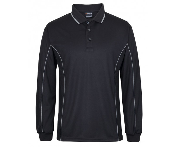 Long Sleeve Polo Shirt With Piping Long Sleeve Polo Shirt With Piping