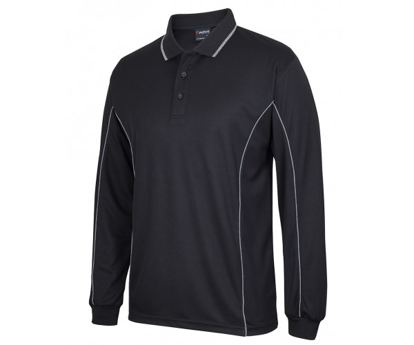 Long Sleeve Polo Shirt With Piping Long Sleeve Polo Shirt With Piping