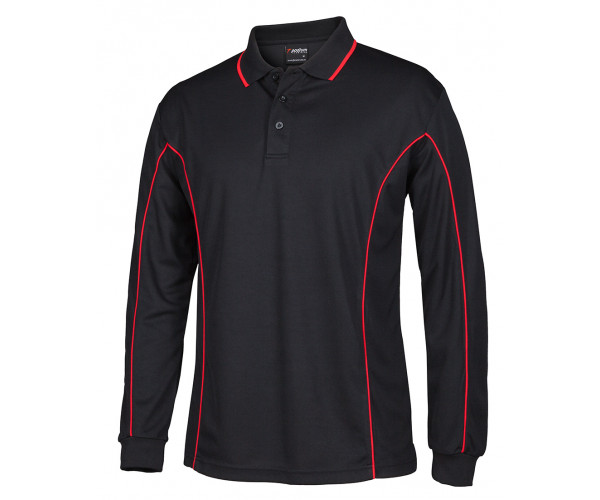 Long Sleeve Polo Shirt With Piping Long Sleeve Polo Shirt With Piping