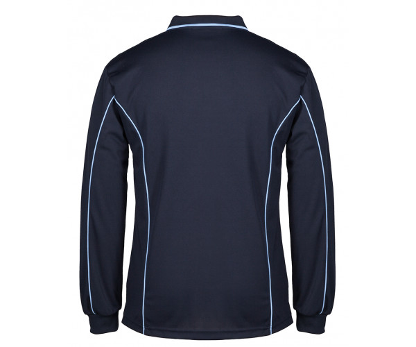 Long Sleeve Polo Shirt With Piping Long Sleeve Polo Shirt With Piping