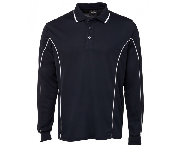 Long Sleeve Polo Shirt With Piping Long Sleeve Polo Shirt With Piping