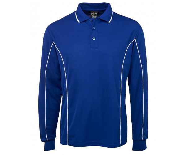 Long Sleeve Polo Shirt With Piping Long Sleeve Polo Shirt With Piping