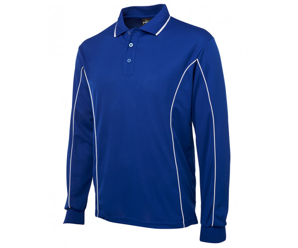 Long Sleeve Polo Shirt With Piping Long Sleeve Polo Shirt With Piping