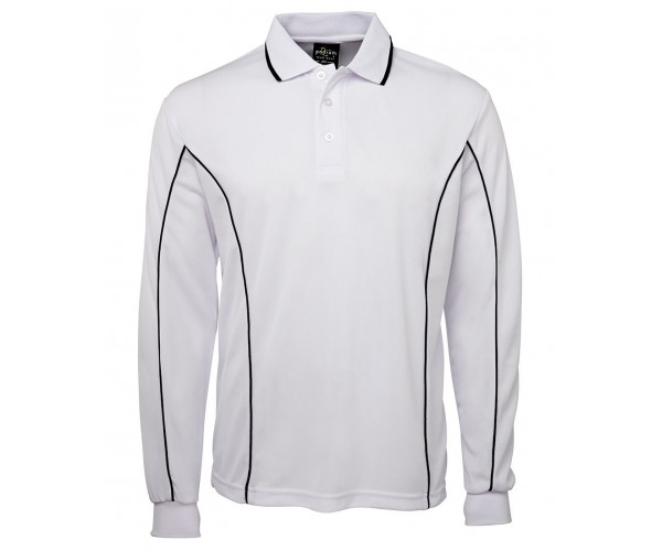Long Sleeve Polo Shirt With Piping Long Sleeve Polo Shirt With Piping