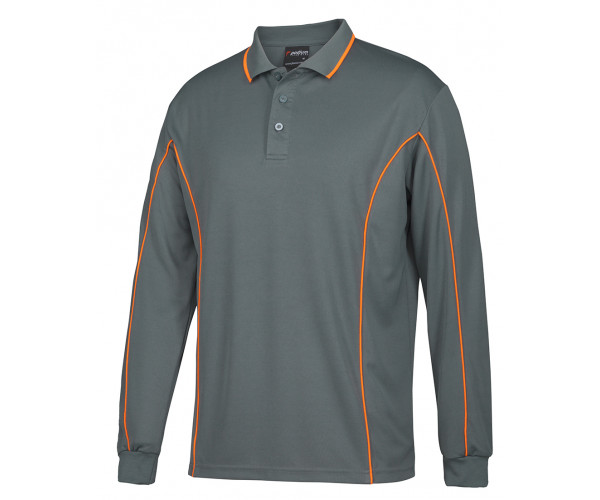Long Sleeve Polo Shirt With Piping Long Sleeve Polo Shirt With Piping