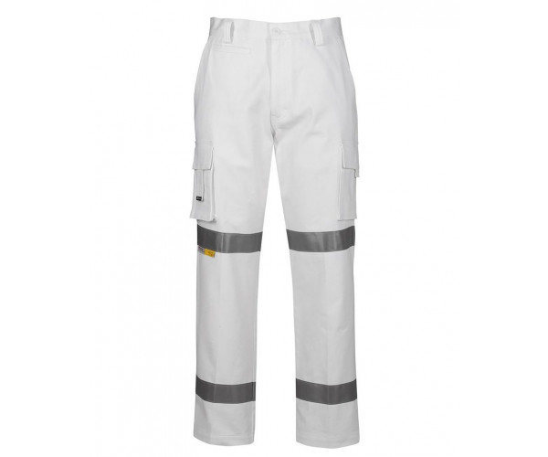 HI VIS White Night Safety Pants With Reflective Tape