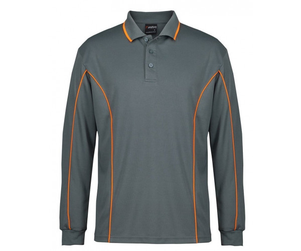Long Sleeve Polo Shirt With Piping Long Sleeve Polo Shirt With Piping