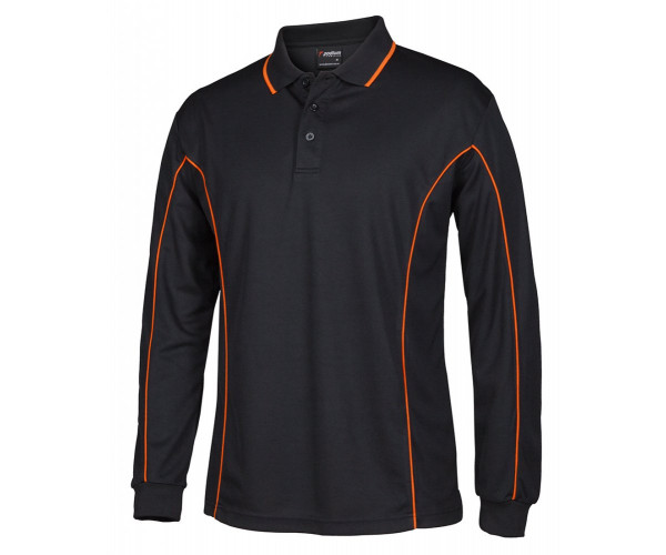 Long Sleeve Polo Shirt With Piping Long Sleeve Polo Shirt With Piping