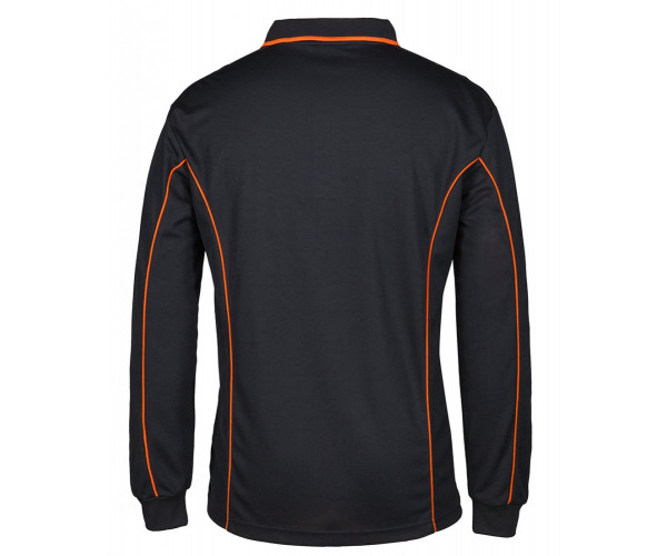 Long Sleeve Polo Shirt With Piping Long Sleeve Polo Shirt With Piping